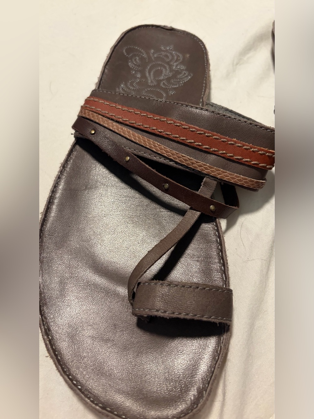 OluKai Pahili Women’s Leather Slip-On Sandals Size 8 - Picture 3 of 9